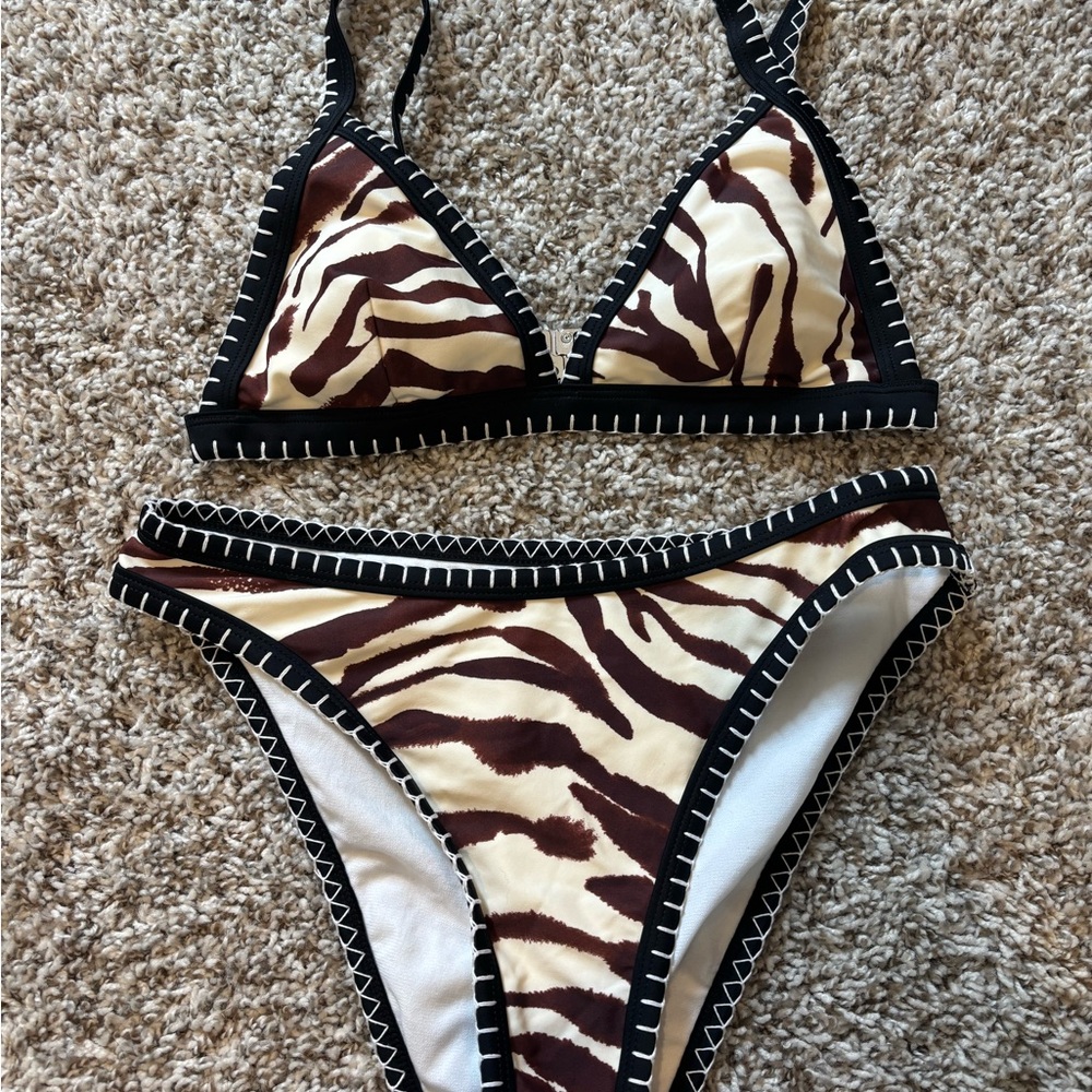 SHEIN Zebra Print Two-Piece Bikini Set